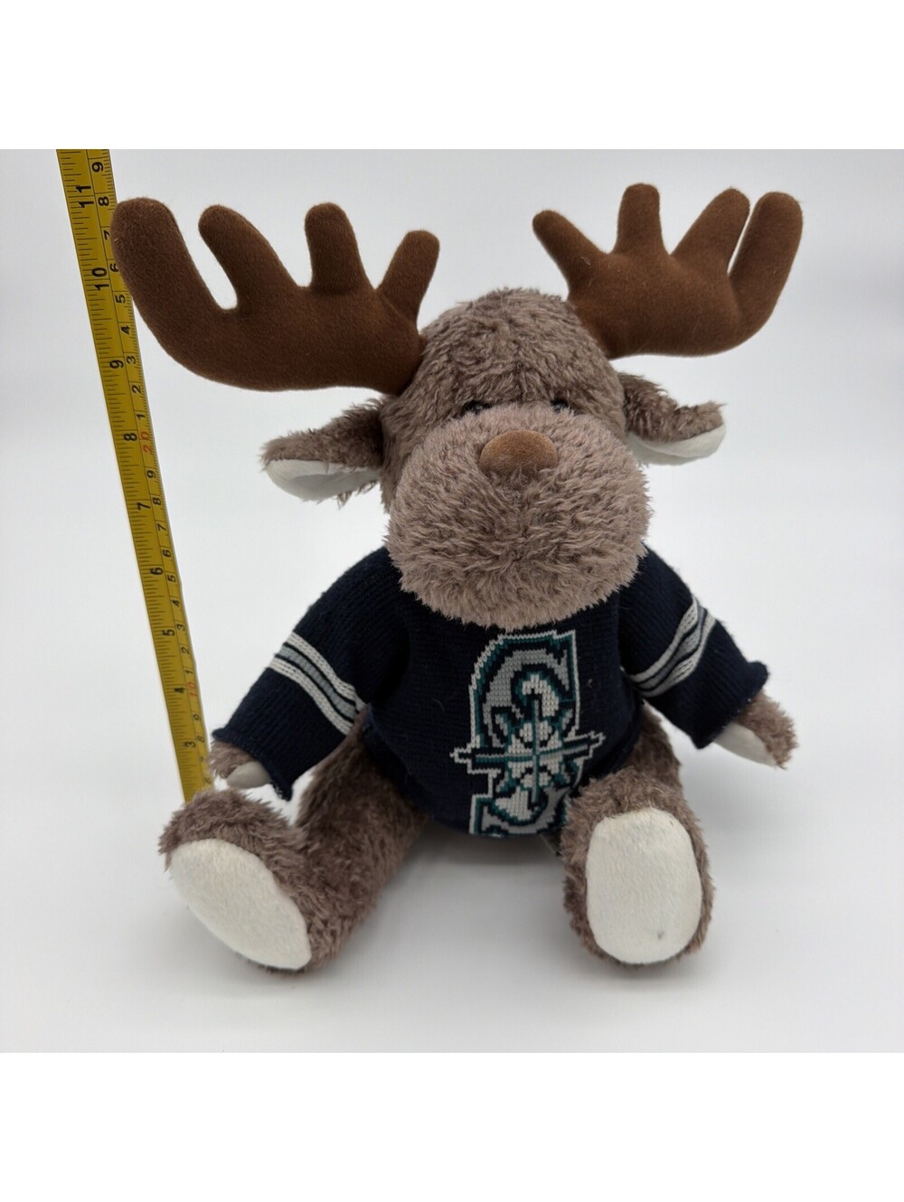 Seattle Mariners Moose Plush 12” Sitting Mascot Navy Sweater MLB Merch